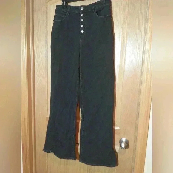 SO juniors super high rise, wide leg, button fly black jeans size 13 - Picture 1 of 6